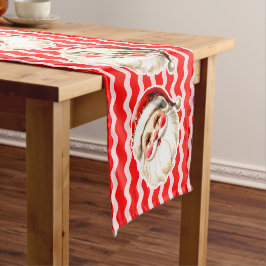 レッドレトロサンタクロース赤Ric Racクリスマス ショートテーブルランナー