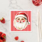レッドレトロサンタクロース赤Ric Racクリスマス スタンダードカクテルナプキン (インサイチュ)