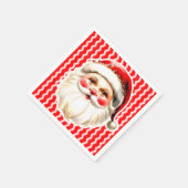 レッドレトロサンタクロース赤Ric Racクリスマス スタンダードカクテルナプキン (角)