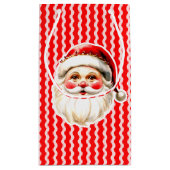 レッドレトロサンタクロース赤Ric Racクリスマス スモールペーパーバッグ (裏面)