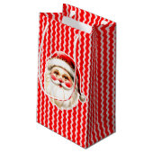 レッドレトロサンタクロース赤Ric Racクリスマス スモールペーパーバッグ (裏面アングル)