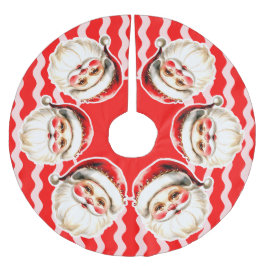 レッドレトロサンタクロース赤Ric Racクリスマス ブラッシュドポリエステルツリースカート