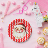 レッドレトロサンタクロース赤Ric Racクリスマス ペーパープレート (パーティー)