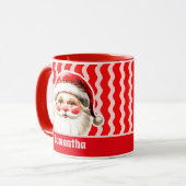 レッドレトロサンタクロース赤Ric Racクリスマス マグカップ (正面左)