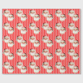 レッドレトロサンタクロース赤Ric Racクリスマス ラッピングペーパー (フラット)