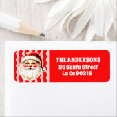 レッドレトロサンタクロース赤Ric Racクリスマス ラベル (インサイチュ)