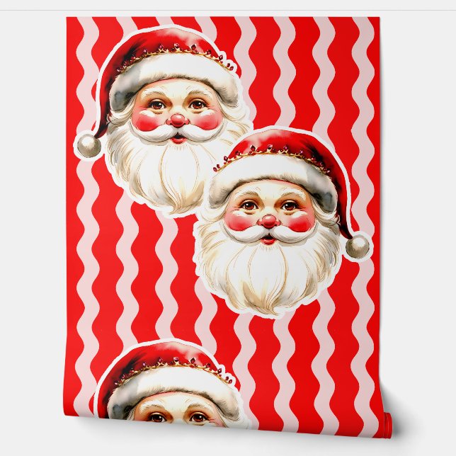 レッドレトロサンタクロース赤Ric Racクリスマス 壁紙 (ほどく)