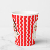 レッドレトロサンタクロース赤Ric Racクリスマス 紙コップ (右)