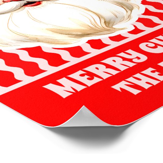 レッドレトロサンタクロース赤Ric Racファミリークリスマス ポスター (角)