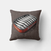 レッドレトロスタイルサーディンおもしろいアートフィッシュ クッション (裏面)