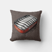 レッドレトロスタイルサーディンおもしろいアートフィッシュ クッション (正面)