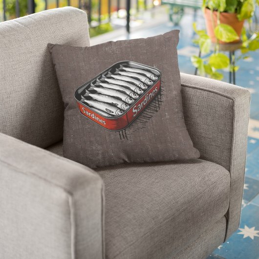 レッドレトロスタイルサーディンおもしろいアートフィッシュ クッション