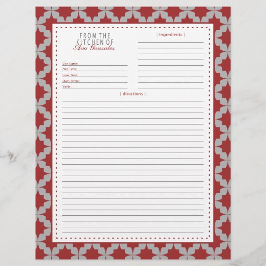 レッドレトロスターレシピページ (正面)