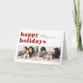 レッドレトロタイポグラフィハッピーホリデーズツーフォト シーズンカード (正面)