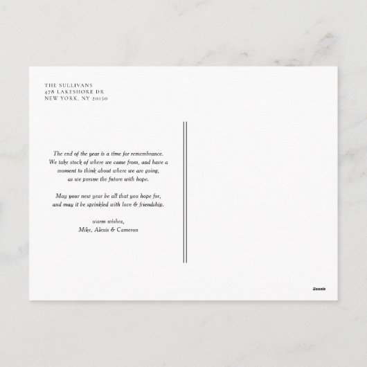 レッドレトロタイポグラフィメリークリスマスツーフォト シーズンポストカード (裏面)