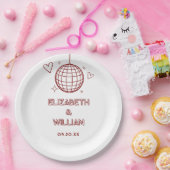 レッドレトロディスコ結婚Groovy 70s ペーパープレート (パーティー)