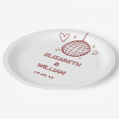 レッドレトロディスコ結婚Groovy 70s ペーパープレート (アングル)