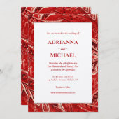 レッドレトロバンダナペイズリー結婚式招待状 招待状 (正面/裏面)