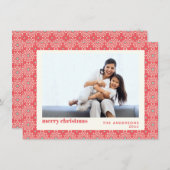 レッドレトロミッドセンチュリーモダンホリデーフォトカード シーズンカード (正面/裏面)