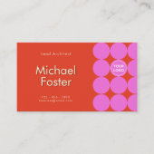 レッドレトロミニマリストスキャン可能Qrcode 名刺 (正面)