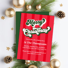 レッドレトロメリークリスマスパーティー 招待状