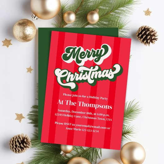 レッドレトロメリークリスマスパーティー 招待状