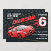 レッドレーサースバースデーパーティーの招待 招待状 (正面/裏面)