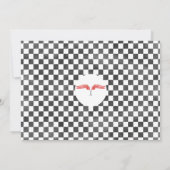 レッドレーシングカーバルーンエレファント写真1st誕生日 招待状 (裏面)