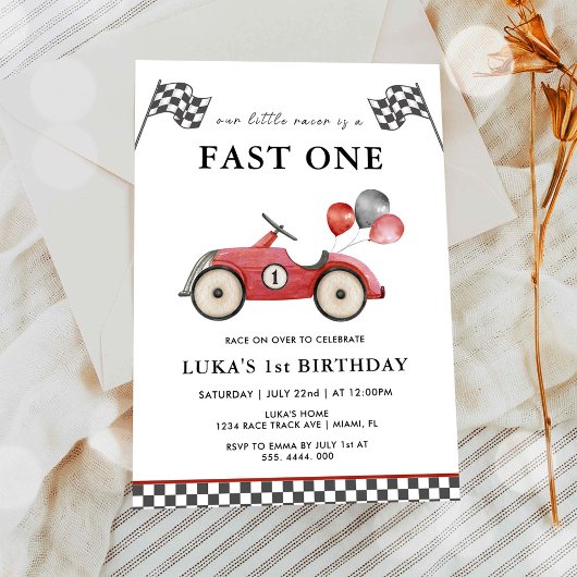 レッドレーシングカーブラザーズ1歳の誕生日 招待状