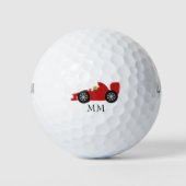 レッドレーシングカーモノグラム ゴルフボール (正面)