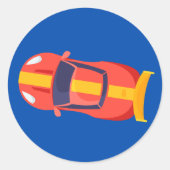 レッドレーシングカーレーストラック男の赤ちゃん献身 ラウンドシール (正面)