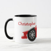 レッドレーシングカー名の追加 マグカップ (左)