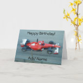 レッドレーシングカー誕生日カード カード (黄色い花)