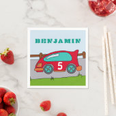 レッドレーシングカー誕生日パーティー スタンダードカクテルナプキン (インサイチュ)