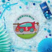 レッドレーシングカー誕生日パーティー ペーパープレート (パーティー)