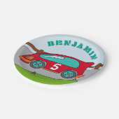 レッドレーシングカー誕生日パーティー ペーパープレート (アングル)