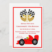 レッドレーシングカー誕生日パーティー 招待状 (正面/裏面)