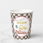 レッドレーシングカー誕生日紙カップ 紙コップ (裏面)