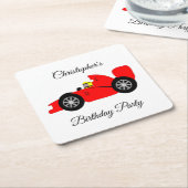 レッドレーシングカー スクエアペーパーコースター (アングル)