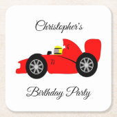 レッドレーシングカー スクエアペーパーコースター (正面)