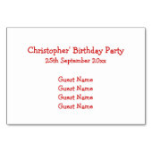 レッドレーシングカー テーブルナンバー (裏面)