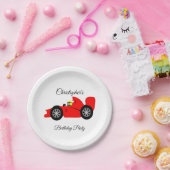 レッドレーシングカー ペーパープレート (パーティー)