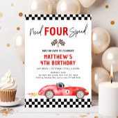 レッドレースカーが4速を必要とする4誕生日 招待状