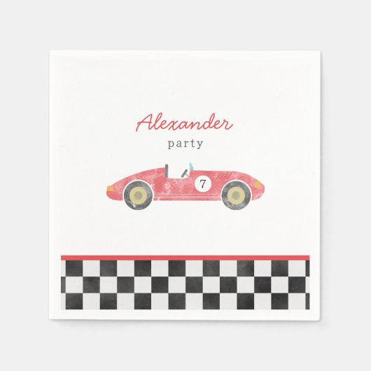 レッドレースカーの誕生日 スタンダードカクテルナプキン (正面)