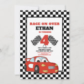 レッドレースカーチャイルド第4レース誕生日 招待状 (正面)