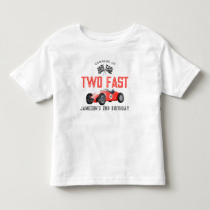 レッドレースカーツーファスト誕生日ボーイシャツ トドラーTシャツ