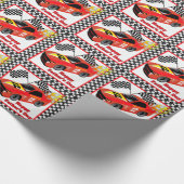 レッドレースカーパーソナライズされた父親の日の贈り物 ラッピングペーパー (角)