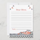 レッドレースカーパーティータイムカプセルノートメッセージカード サンキューカード (正面)