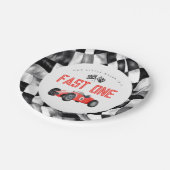 レッドレースカーファーストワンバースデーパーティー ペーパープレート (アングル)