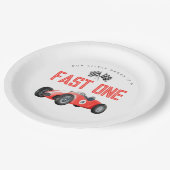 レッドレースカーファーストワンバースデーパーティー ペーパープレート (アングル)